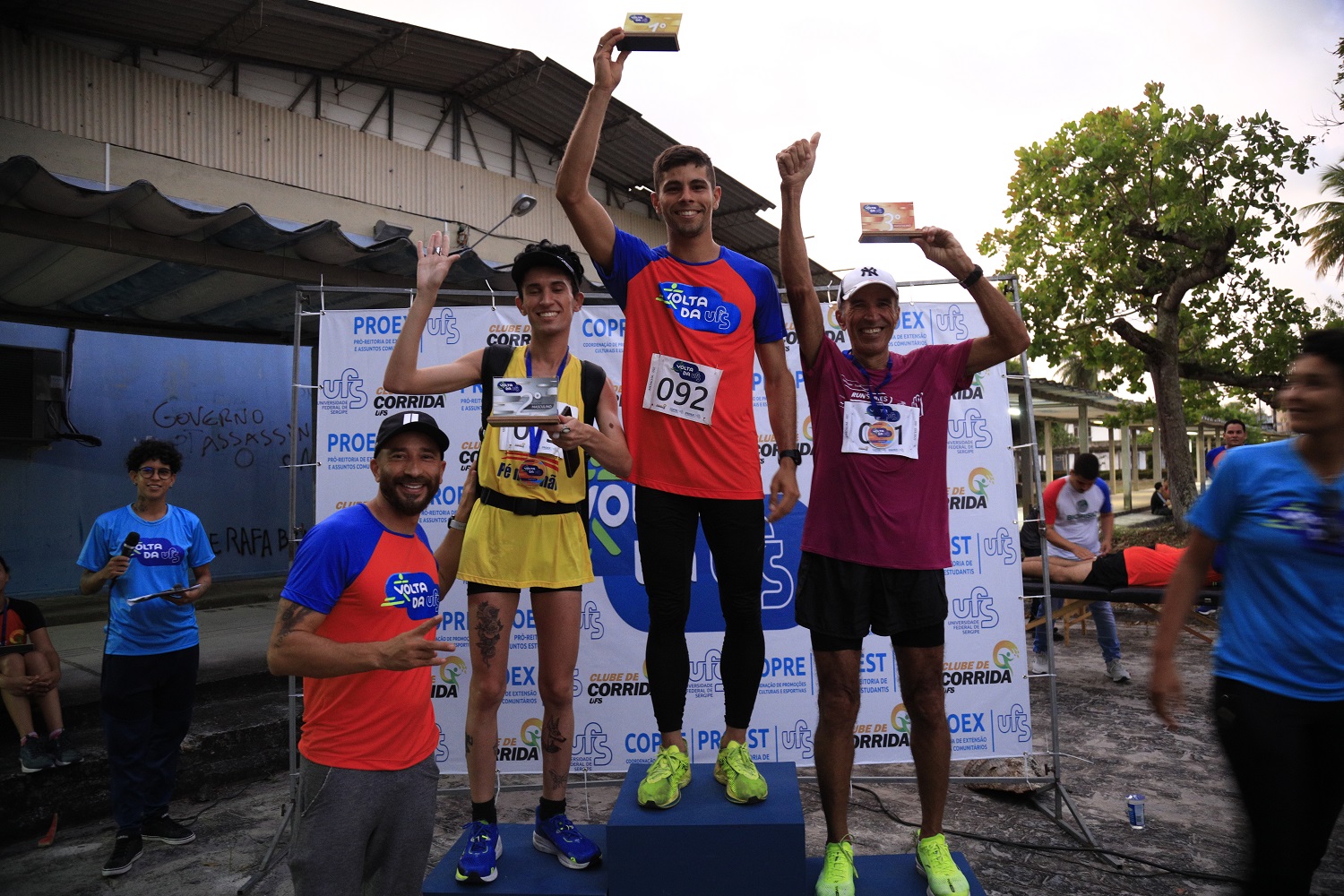 Pódio da categoria masculina. (Foto: Adilson Andrade/Ascom UFS)