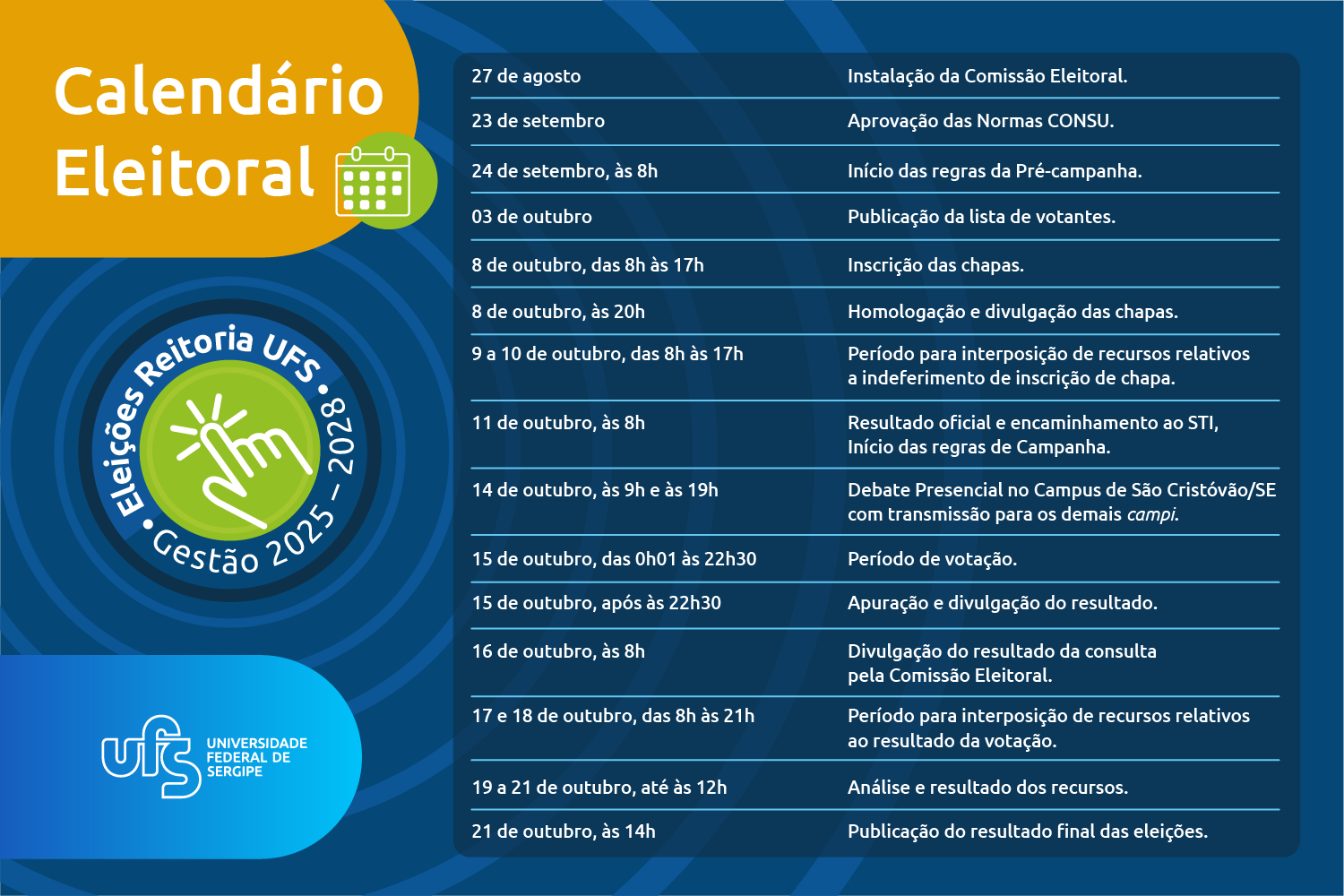 Calendário | Eleições UFS